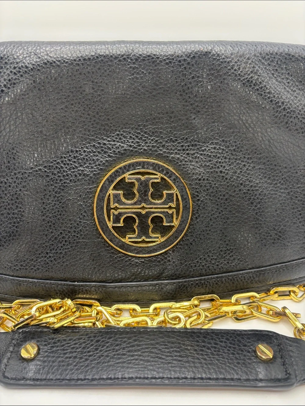 Tory Burch Black Leather Crossbody with Gold Hardware